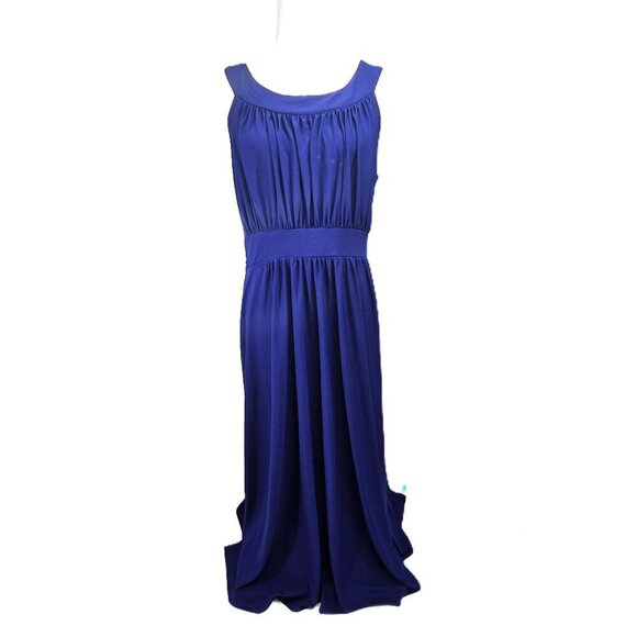 Haani Navy Blue Long Maxi Pleated Jersey Knit Formal Dress - Picture 1 of 6